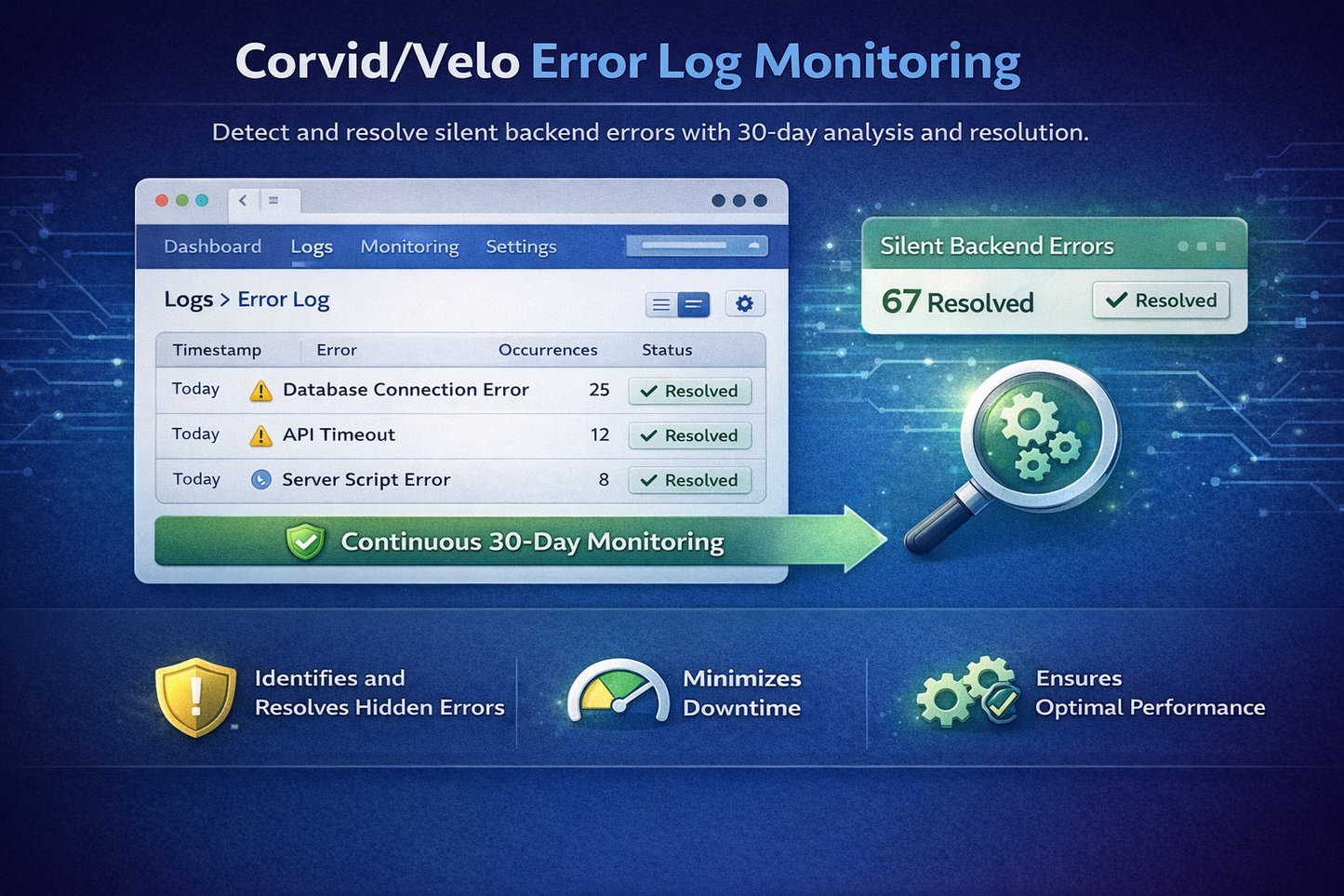 Corvid/Velo Error Log Monitoring
